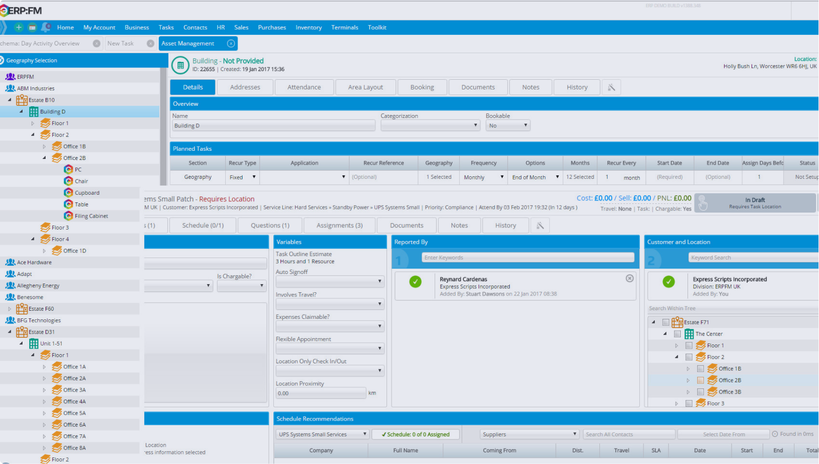 View of finance data in an ERP